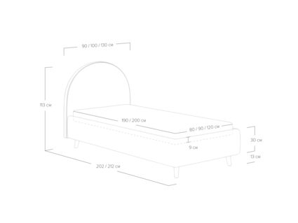 Кровать Сонум Roxy Лофти лазурный 90х190