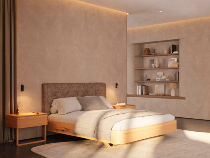 Кровать Rivi Charm Бук натуральный/замша Keytur 101 200х200