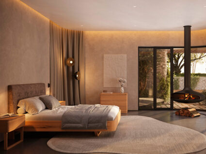 Кровать Rivi Charm Бук натуральный/замша Keytur 101 200х200