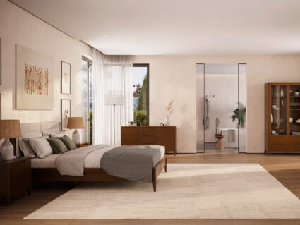 Кровать Rivi Ruby Wood Дымчатый темный дуб/Рогожка Step 5 200х200