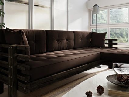 Диван Арско Стоун угловой трехместный коричневый 