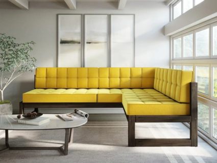 Диван Арско Сега угловой трехместный жёлтый Длина 218 см