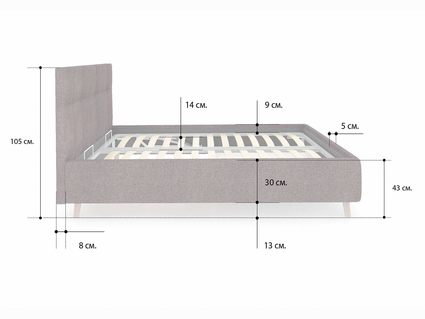 Кровать Сонум Bella Рогожка Льняная (с подъемным механизмом) 90х190