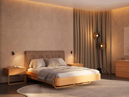 Кровать Rivi Charm Бук натуральный/замша Keytur 101 200х200