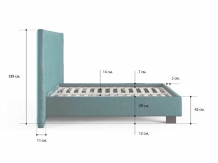Кровать Сонум Barbara Кашемир Светло-серый (с подъемным механизмом) 140х190